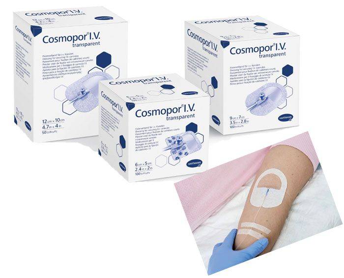 Cosmopor-I.V.-transparent Cosmopor I.V. transparent. Διάφανη αυτοκόλλητη γάζα στερέωσης βελόνης
