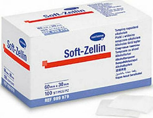 Soft-Zellin κομπρέσες εμποτισμένες σε αλκοόλη συσκευασία 100 τεμαχίων